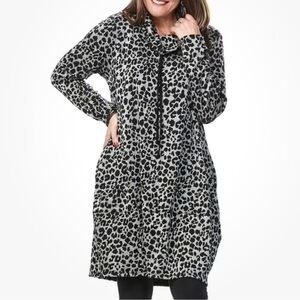 Wrapz Balloon Hem Kerchief Tunic Top Dress Animal Print One Size Artsy Lagenlook